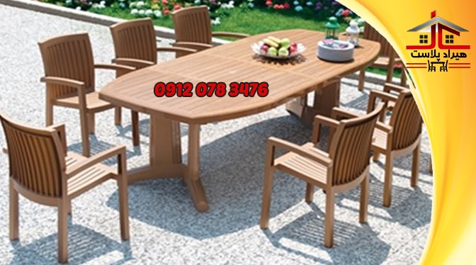 میز صندلی پلاستیکی طرح چوب