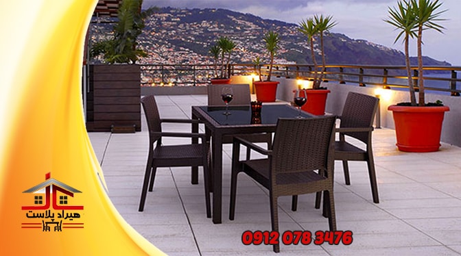 میز صندلی پلاستیکی طرح چوب