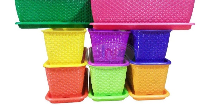 گلدان پلاستیکی رنگی بزرگ