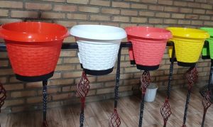 گلدان پلاستیکی حصیری